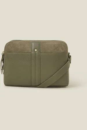 Accessorize Double Zip Leather Cross-Body BagEén