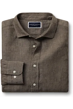Charles Tyrwhitt Slim Fit Plain Short Sleeve Pure 100% Linen ShirtXL