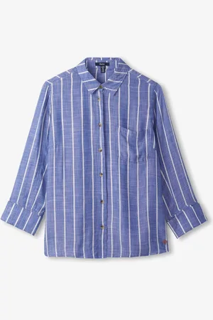 Hatley Blue Basket Weave Stripes Cindy Shirtxsmall
