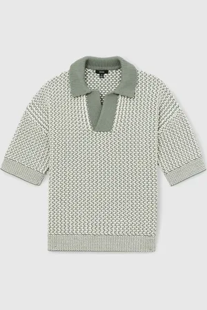 Reiss Oliver Chunky-Knit Open-Collar Polo Shirtmedium