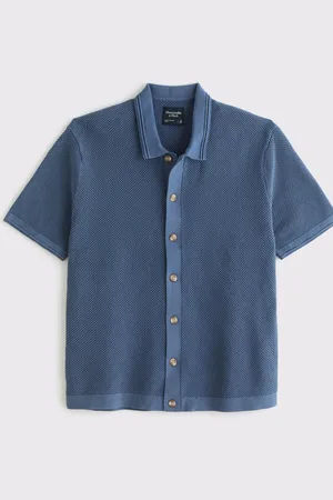 Abercrombie & Fitch 100% Cotton Knitted Button Through Polo Shirtxlarge