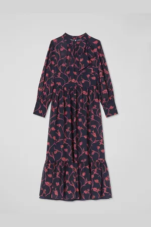 LK Bennett Selina Petite Spring Navy & Bright Pink Sketchy Floral Print Georgette Dress42