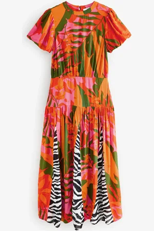Next Midi-jurk met korte mouwen, ronde hals en split14 P