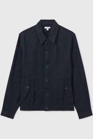Reiss Cadiz overshirt van linnen met elastische zoomlarge