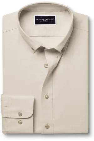 Charles Tyrwhitt Slim Fit Plain Brushed 100% Cotton Twill ShirtMedium