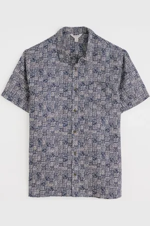Seasalt Cornwall Mens Blue Heron Short Sleeve 100% Linen Shirt2X-Large