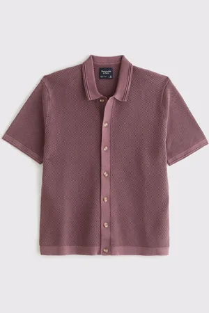 Abercrombie & Fitch 100% Cotton Knitted Button Through Polo Shirtlarge