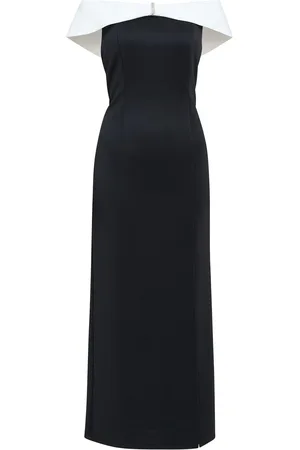 Gina Bacconi Sadie Off The Shoulder Maxi Black Dress With Trim44