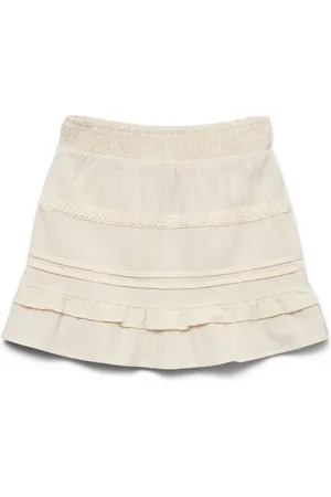VERO MODA 100% Organic Cotton Elasticated Waist Woven Cream Mini Skirt116122cm