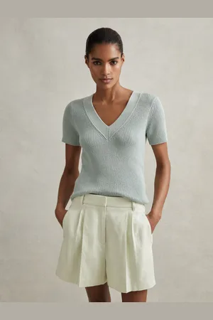 Reiss Dianna kostuum van linnenmix met geplooide voorkant: short36