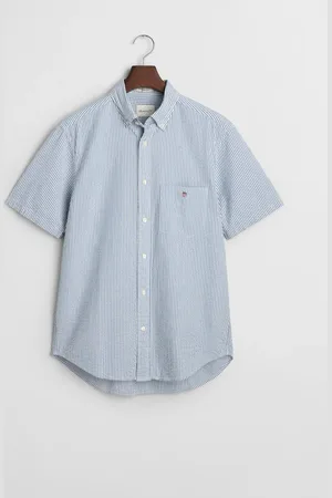 GANT 100% Cotton Regular Fit Short Sleeve Seersucker Stripe Shirtxxlarge