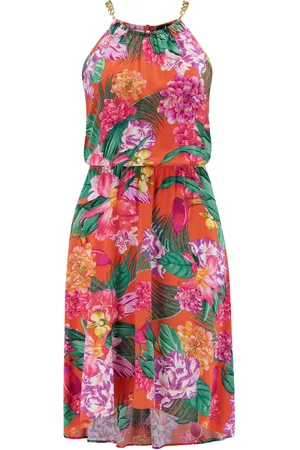 Pour Moi LENZING ECOVERO hoogsluitende strandjurk met goudkleurige viscose ketting40