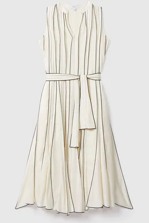 Reiss Sarah midi-jurk met ruchecontrast36