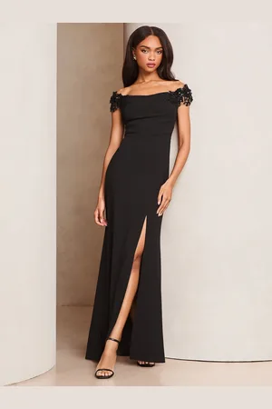 Lipsy London Embelished 3D Floral Trim Bardot Maxi Dress46