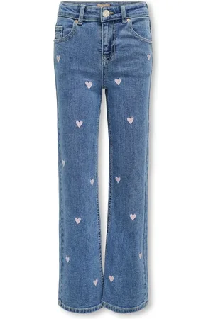 ONLY Blue Wide Leg Heart Print Jeans11 Jaar (146cm)