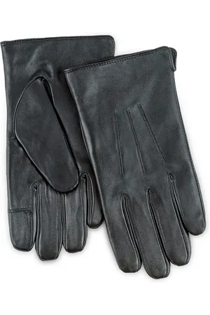 Totes Mens 3 Point Leather Water Repellent Smartouch GlovesL-XL