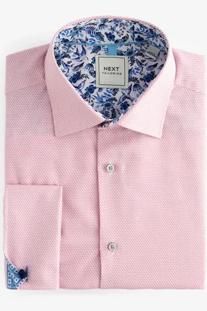 Next Regular Fit Trimmed Easy Care Double Cuff Shirt41 cm R (UK 16 R)