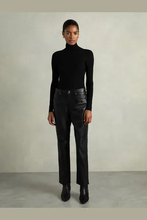 Reiss Verona Leather Slim-Leg Trousers40