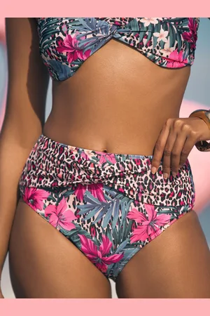 Love & Roses Animal Patched Tummy Control High Waist Bikini BottomsEU 44 (UK 16)