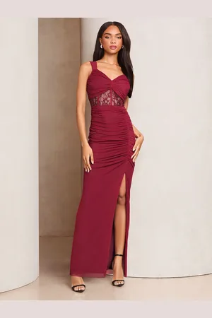 Lipsy London Lace Insert Corset Ruched Maxi Dress42