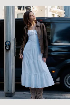 Cotton On Geruite Aria maxi-jurk met korsetdetail van 100% katoenEU 42 (UK 14)