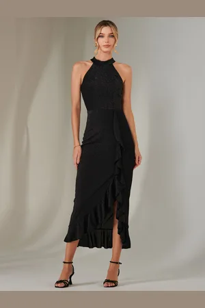 Jolie Moi Halter Neck Frill Jersey Maxi Dress40