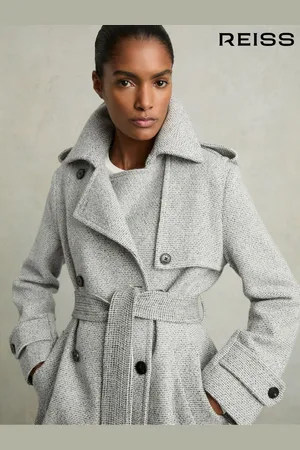 Reiss Alba geruite trenchcoat van wolmix met dubbele rij knopen32