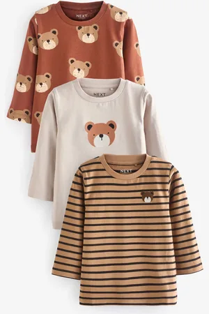 Next 100% Cotton Long Sleeve Animal Print Character T-Shirts 3 Pack (3mths-7yrs)2