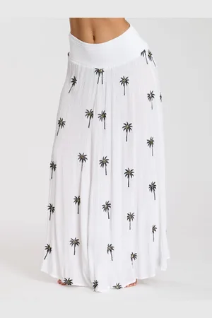 South Beach Embroidered Shirred Waist Maxi Skirt44