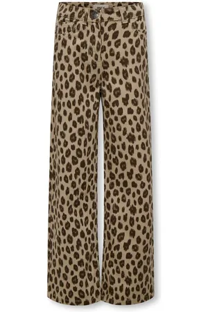 ONLY Wide Leg Leopard Print Animal Jeans13 Jaar (158cm)