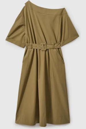 Reiss Demi midi-jurk met riiem en blote schouder38