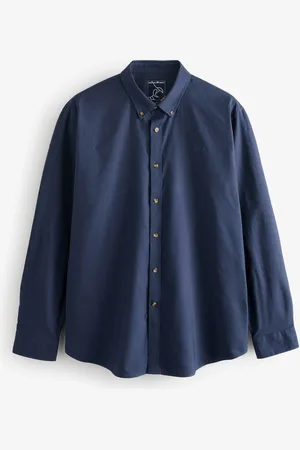 Raging Bull Blue Classic Long Sleeve Oxford 100% Cotton Shirts 2 PackLarge