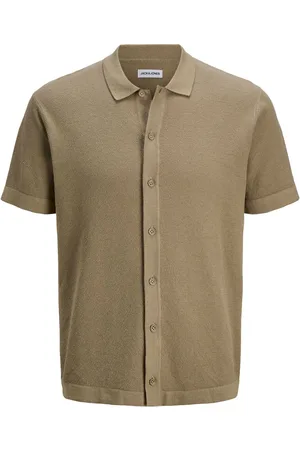 JACK & JONES Knitted Button Down Short Sleeve Shirtlarge