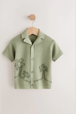 Next 100% Cotton Textured Revere Collar Short Sleeve Knitted Polo Shirt (3mths-7yrs)98104cm