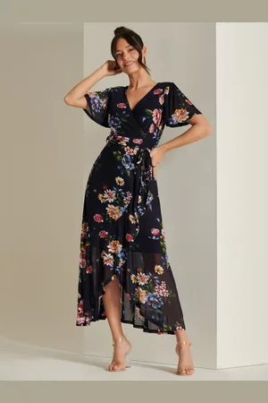Jolie Moi Frill Dip Hem Mesh Midi Dress44