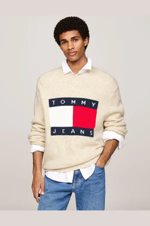 Tommy Hilfiger Regular Fit Cream Melange Flag SweaterM