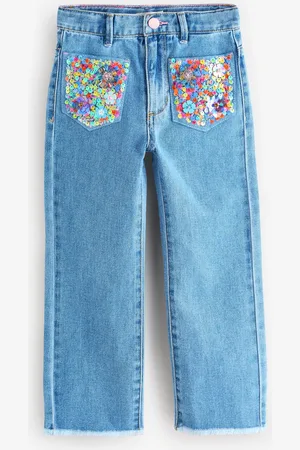 Billieblush Blue Wide Leg Logo 100% Cotton Jeans With Sequin Pocket Detail10 Jaar (140cm)
