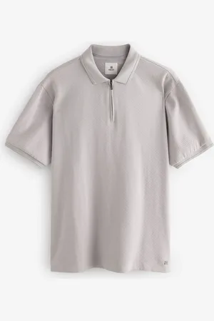 Next Getextureerde poloshirts met kwartrits en korte mouwen van 100% katoenL