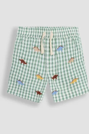JoJo Maman Bébé Dino Embroidered Gingham Shorts110116cm