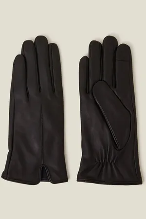 Accessorize Faux Fur Lined Touchscreen Leather GlovesM-L