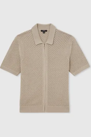 Reiss Comet Textured-Knit Zip-Through Shirt2X-Large