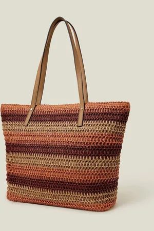 Accessorize Stripe Raffia Shoulder Bageen