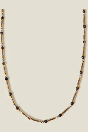 Accessorize 14ct Plated Stainless Steel Mix Bead Necklaceeen