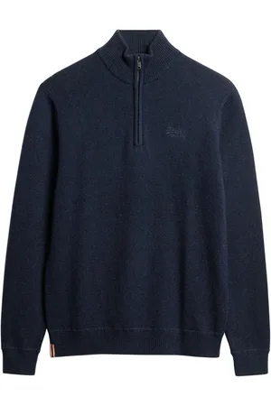 Superdry Essential gebreide trui met korte rits en borduurselL