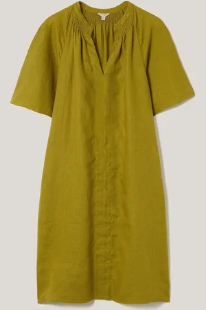 Jigsaw 100% Linen Smocked T-Shirt Dress44