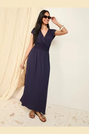 Friends Like These Wrap V-Neck Shirred Waist Maxi Dress46