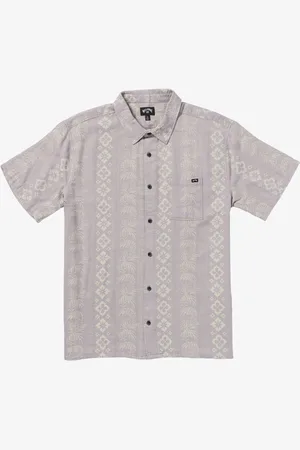 Billabong Purple 100% Cotton Sundays Geometric Print Jacquard Short Sleeve ShirtX-large