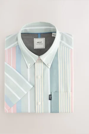 Next Short Sleeve With Button Down Collar Stripe Easy Iron Oxford Shirt2X-Large