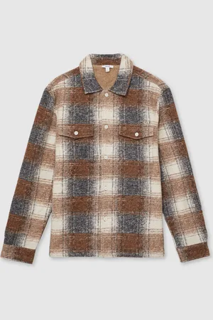 Reiss Marlo Brushed Check Fleece-Lined OvershirtXL