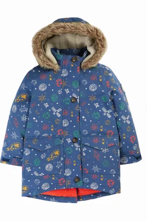 Frugi Blue Space Print Waterproof Parka Coat9